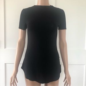 Zenana Outfitters Black High Neck Short Sleeves Top Shirt Small